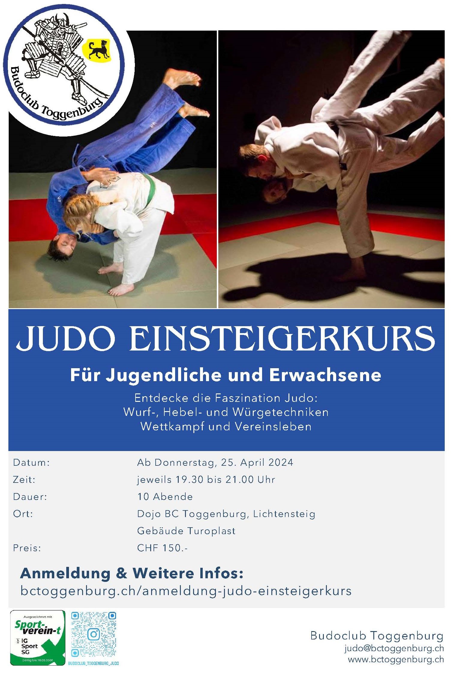 Judo Ausschreibung Anfängerkurs